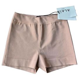 Alaïa Nude Stretch Viscose Shorts Navy blue