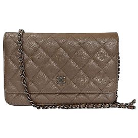 Chanel Wallet on Chain Caviar Leather Beige Beige
