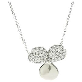 Autre Marque Tiffany Paper Flower Diamond Halskette Silber