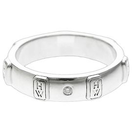 Anillo alianza Harry Winston en oro blanco 18K y diamantes Plata