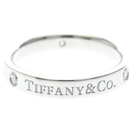 Autre Marque Tiffany Flat Band Ring mit 3 Diamanten Silber