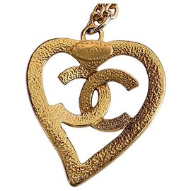 Collar Chanel Vintage Heart CC Dorado