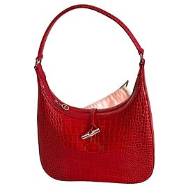 Bolso Longchamp Le Roseau en cuero rojo efecto cocodrilo Roja