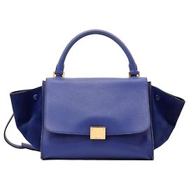 Céline mala Celine "Big Bag" com pega em pele azul e camurça Azul