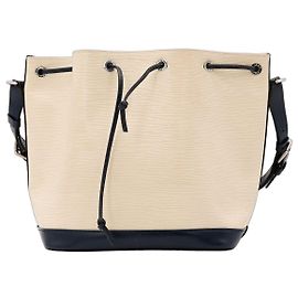 Borsa a secchiello Louis Vuitton Noe in pelle Epi Beige Blu scuro