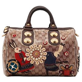 Bolso Boston Gucci Monogram con Apliques Castaño Multicolor Monograma