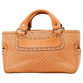 Céline Bolso de mano Celine de piel perforada beige Beige