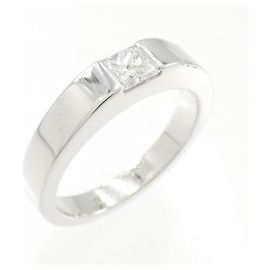 Cartier Tank 750 White Gold Diamond Ring Size 10 Silvery