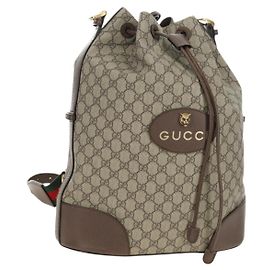 GUCCI GG Supreme Web Sherry Line Backpack PVC Beige Gold 473868 Andere