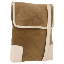LOEWE Bolsa de ombro em camurça castanha dourada Outro