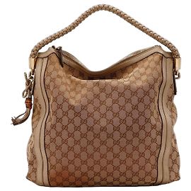 Gucci Hobo-Bag aus Monogramm-Canvas Braun Beige