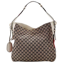 Gucci Monogram Canvas Hobo Bag White Red Beige Dark blue
