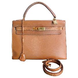 Hermès Kelly 32 Sellier Cuir Epsom Gold Marron