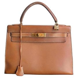 Hermès Kelly 32 Sellier Cuir Epsom Gold Marron