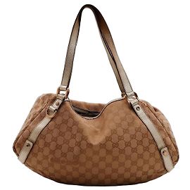 Bolsa Hobo Gucci Monogram Canvas Marrom Dourado