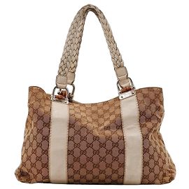 Gucci Monogram Canvas Tote Bag Braun Beige