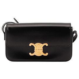 Céline Celine Triomphe Schultertasche aus schwarzem Leder Schwarz