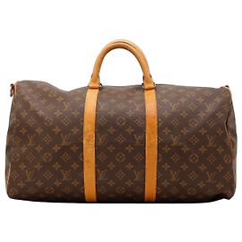 Bolso de viaje Louis Vuitton Keepall 55 Monogram Canvas Castaño Monograma