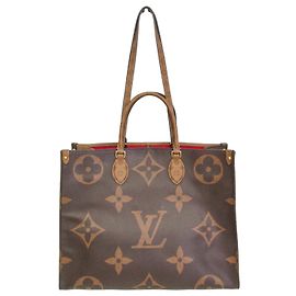 Louis Vuitton Monogram Reverse On The Go GM M45320 Tote Bag Braun Beige