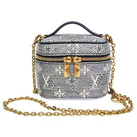 Bolsa Micro Vanity em Jacquard Laminado Monogram Louis Vuitton Branco Azul marinho