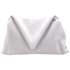 Bottega Veneta Triangle Clutch-Tasche mit Klappe Weiß