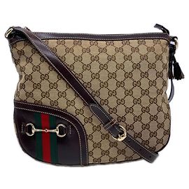 Borsa a tracolla Gucci GG Canvas Horsebit Marrone Multicolore