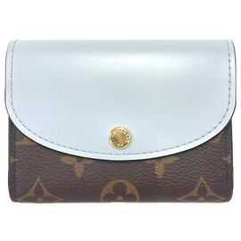 Louis Vuitton Monogram Rosalie Wallet Brown Blue Beige