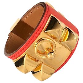 Hermès Hermes Collier de Chien Bangle in Leather Red Other