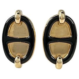 Hermès Hermes Mini Maillon H100052F Ohrringe Schwarz