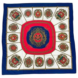 Hermès Lenço de Seda Hermes Carre 90 Vermelho Azul