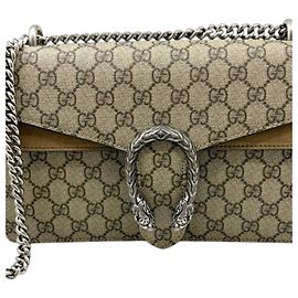 Borsa a tracolla con catena Gucci Dionysus GG Supreme Beige
