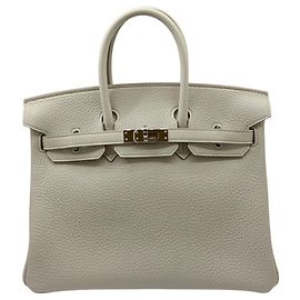 Hermès Borsa Hermes Birkin 25 in pelle Togo Grigio Crudo