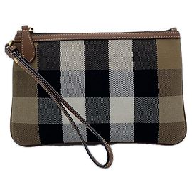Pochette da polso Burberry Cotton New Peyton Marrone Nero Bianco