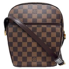 Bolsa de Ombro Louis Vuitton Damier Ipanema PM Marrom Bege Damier ebene