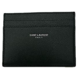 Yves Saint Laurent Green Leather Business Card Case Green