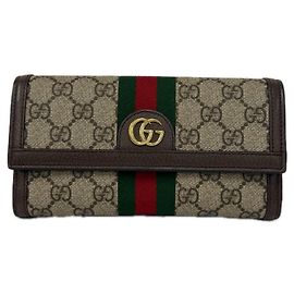 Cartera Continental GUCCI GG Supreme Ophidia Castaño Multicolor Beige