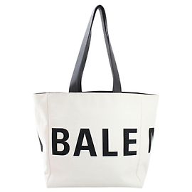 Borsa Tote Balenciaga in tela e pelle Nero Bianco sporco