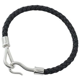 Hermès Pulseira Hermes Jumbo H Charm em couro Swift preto Preto