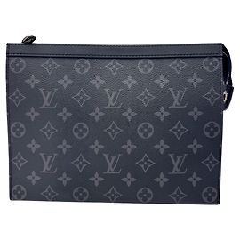 Louis Vuitton Pochette Voyage MM Clutch Bag Marrom Preto Monograma