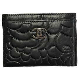 Chanel Camellia Visitenkartenetui Schwarz
