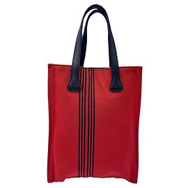 Hermès Bolso Tote HERMES Potamoscabas de lona Negro Roja