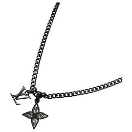 Colar Louis Vuitton LV Initial Monogram Flower Preto
