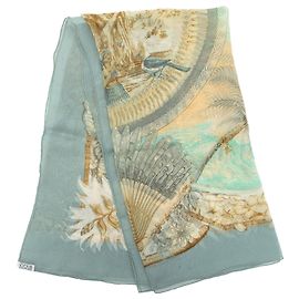 Foulard di seta Hermès Blue Aloha 90 Blu Blu chiaro
