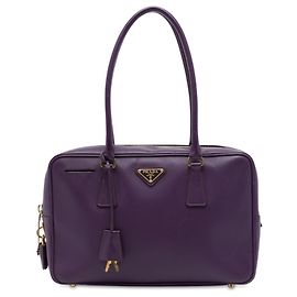 Prada Purple Saffiano Lux Bauletto Top Handle Bag Purple