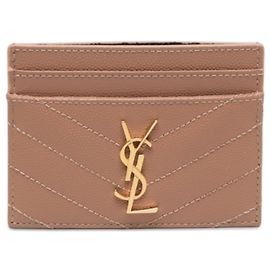 Autre Marque Saint Laurent Brown Chevron Grain de Poudre Cassandre Kartenetui Braun Fleisch