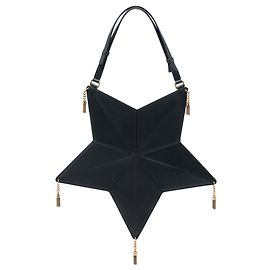Autre Marque Saint Laurent Black Leather Astro Star Tassel Shoulder Bag Black