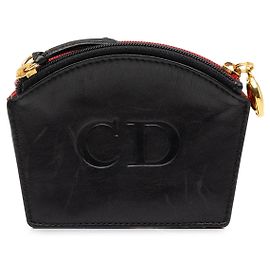 Portamonete CD Trio Dior in pelle nera Nero
