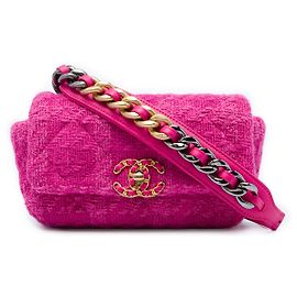 Bolsa cinto Chanel 19 em tweed rosa Rosa