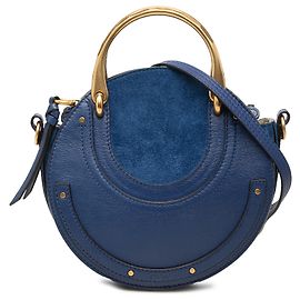 Borsa Pixie Chloé Piccola in Vitello e Camoscio Blu Blu