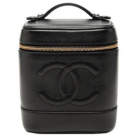 Estuche de maquillaje Chanel Black CC Caviar Vanity Case Negro